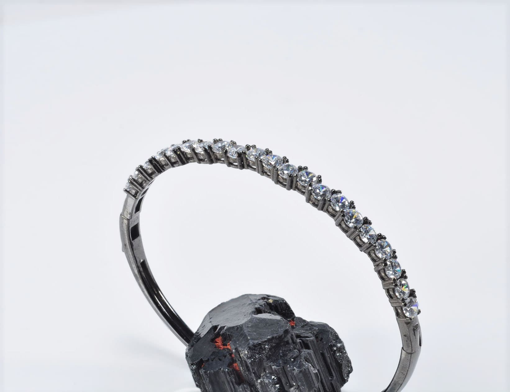 Handmade Genuine Zircon Gemstone Black Silver Bracelet,Zircon Bracelet Jewelry,Handcrafted Black Silver Zircon Bracelet Gift for Her