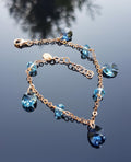 Handmade Genuine Aquamarine Rose Silver Bracelet, Handcrafted Aquamarine Bracelet Jewelry,Anniversary Gift for her