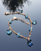 Handmade Genuine Aquamarine Rose Silver Bracelet, Handcrafted Aquamarine Bracelet Jewelry,Anniversary Gift for her