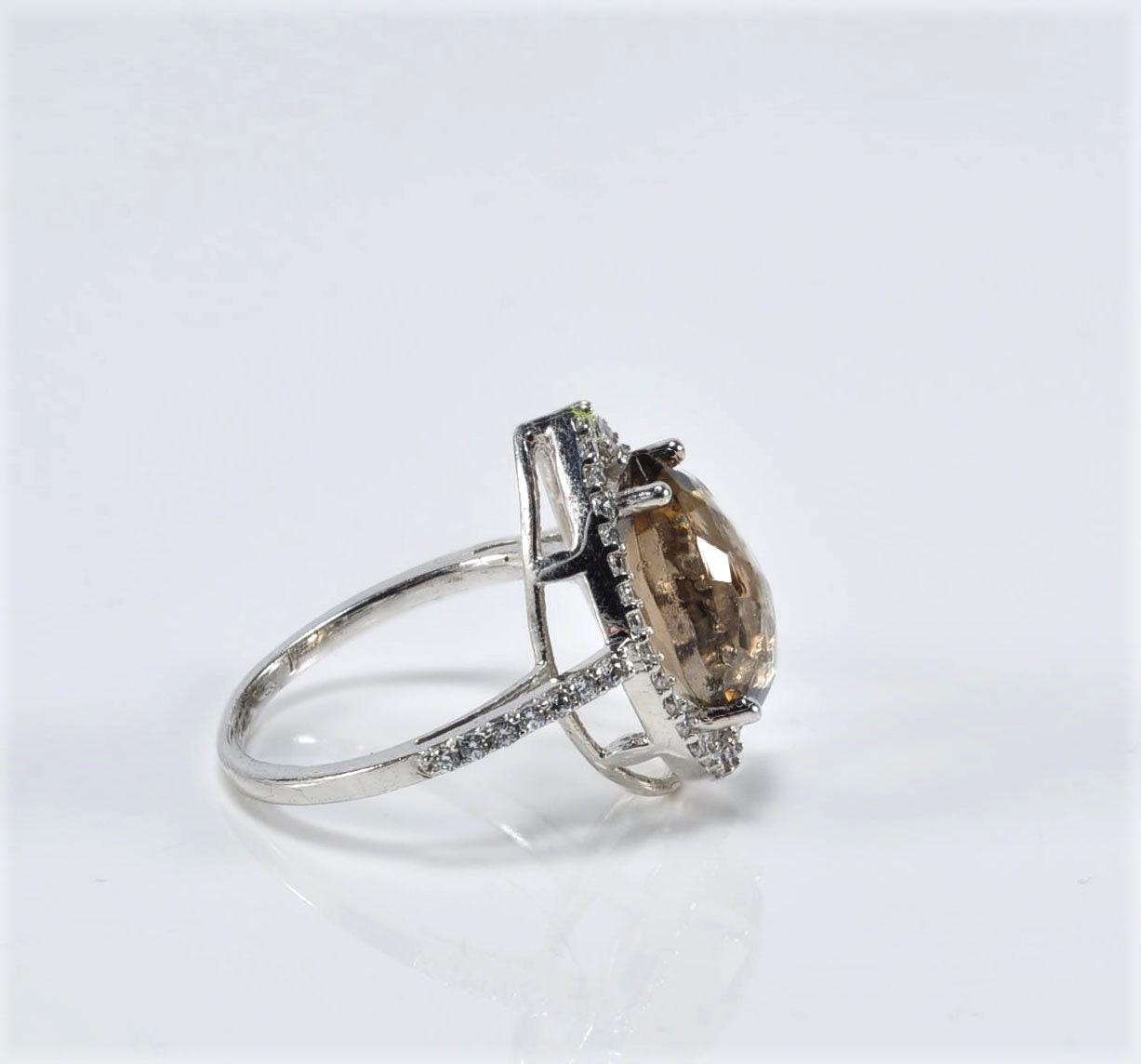 Handmade Citrine and Zircon Silver Ring: Artisan Jewelry Gift