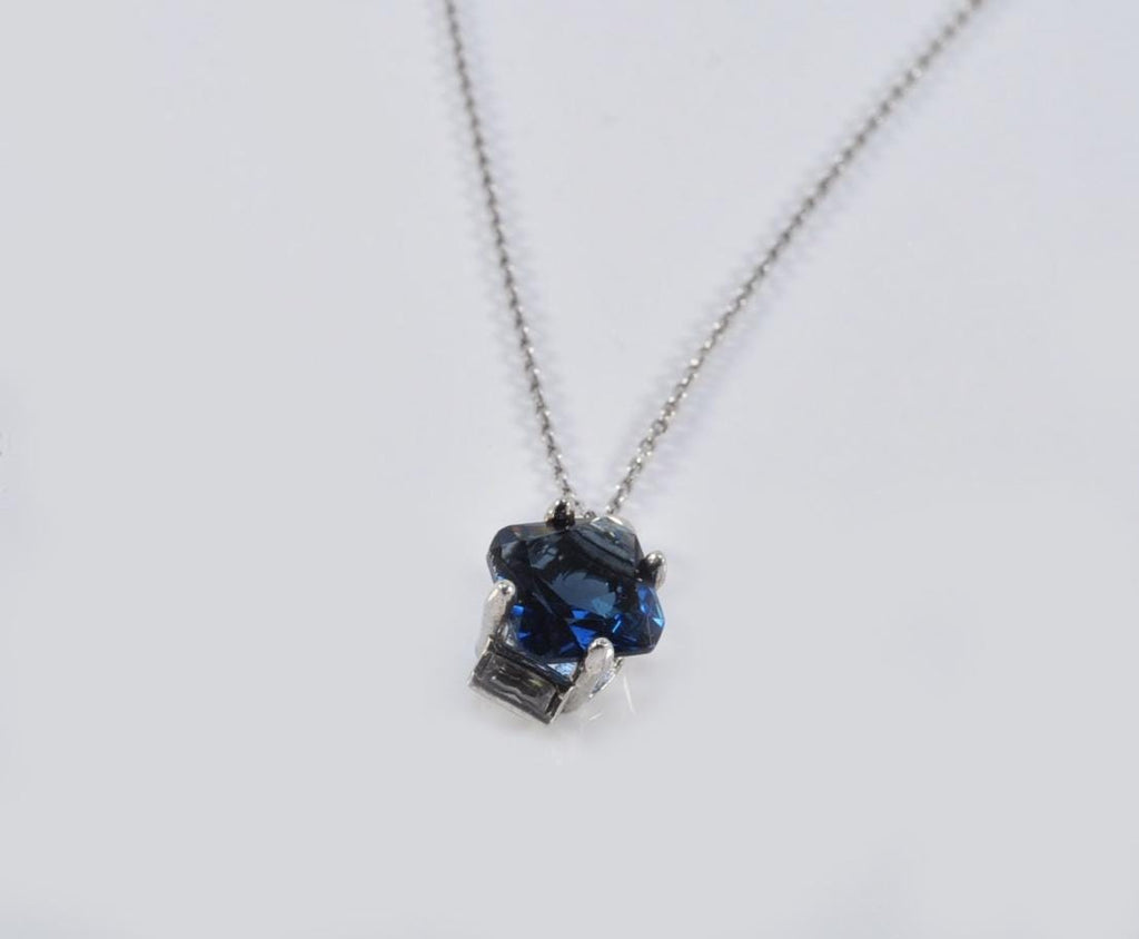Handmade London Blue  Silver Necklace,925 Sterling Silver Genuine Authentic Necklace, London Blue  Gemstone Jewelry Gift for Her