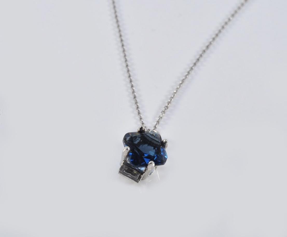 Handmade London Blue  Silver Necklace,925 Sterling Silver Genuine Authentic Necklace, London Blue  Gemstone Jewelry Gift for Her