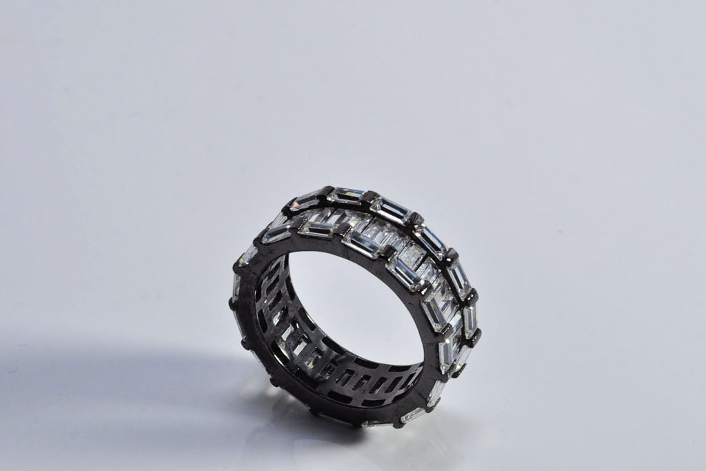 Handmade Zircon Silver Ring, Handcrafted Zircon Jewelry,Wedding Ring Gift, Black Silver Zircon Ring,Gift for her