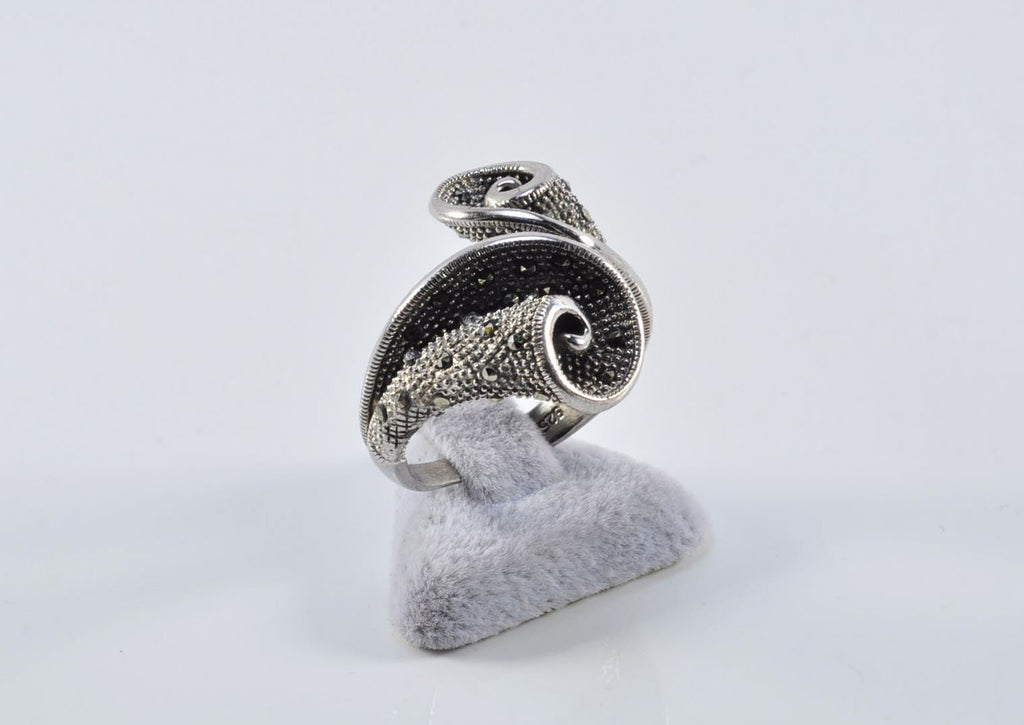 Handmade Marcasite Silver Ring, Handcrafted Marcasite Jewelry,Wedding Ring Gift, 925 Sterling Silver Marcasite Ring,Gift for her