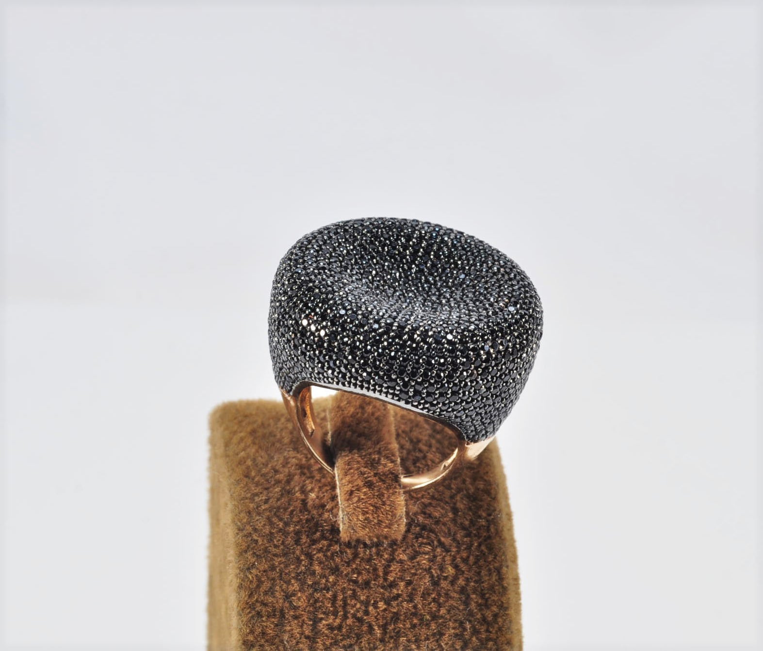 Handmade Black Zircon Rose Silver Ring, Handcrafted Black Zircon Jewelry,Wedding Ring Gift, Anniversary Gift for Her