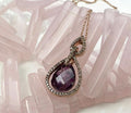 Handmade Amethyst & Zircon Silver Necklace: Rose Silver Jewelry Gift