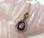 Handmade Amethyst & Zircon Silver Necklace: Rose Silver Jewelry Gift