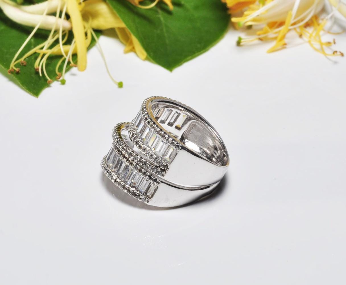 Handmade Zircon Silver Ring,925 Sterling Silver Genuine Zircon Ring,Zircon Jewelry Gift for Her, Wedding Ring Gift