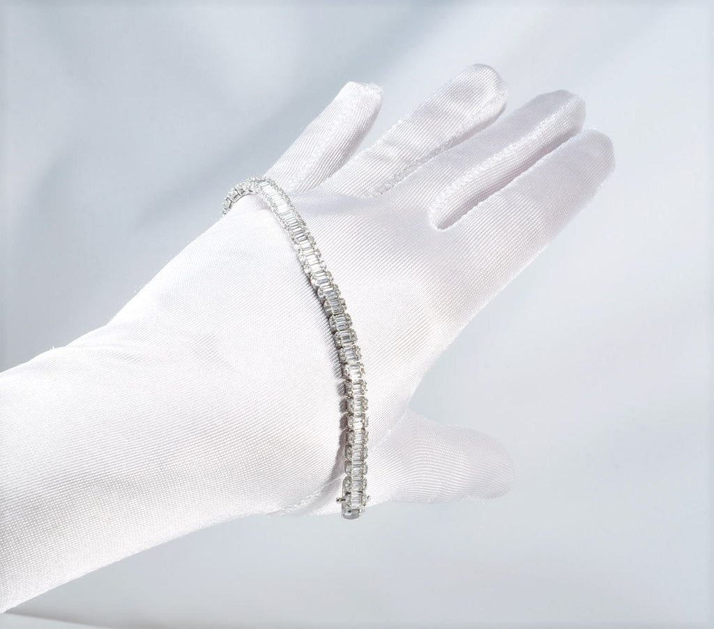 Handmade Genuine Baguette Zircon Gemstone Silver Bracelet, Zircon Bracelet Jewelry,Handcrafted, Gift For Her, Wedding Gift