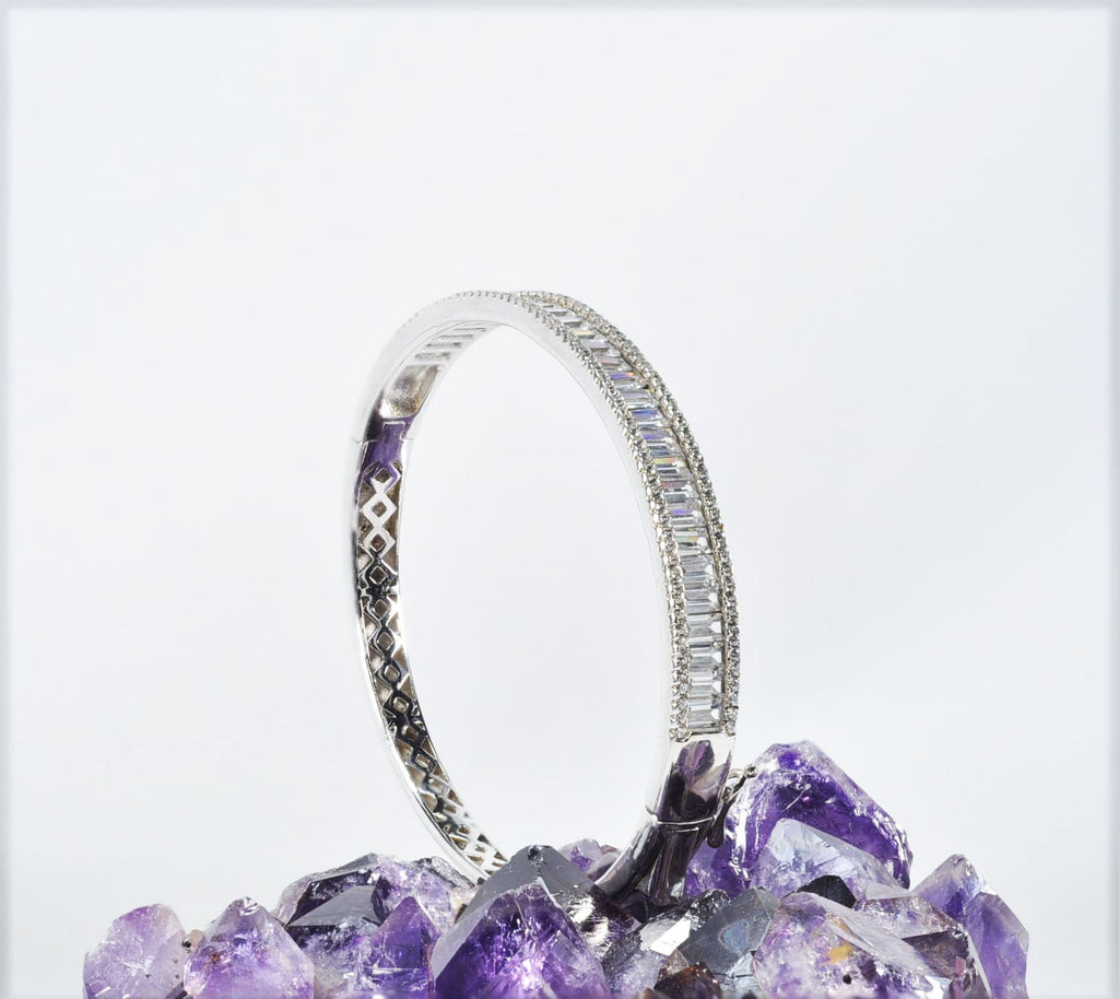 Handmade Genuine Baguette Zircon Gemstone Silver Bracelet, Zircon Bracelet Jewelry,Handcrafted, Gift For Her, Wedding Gift