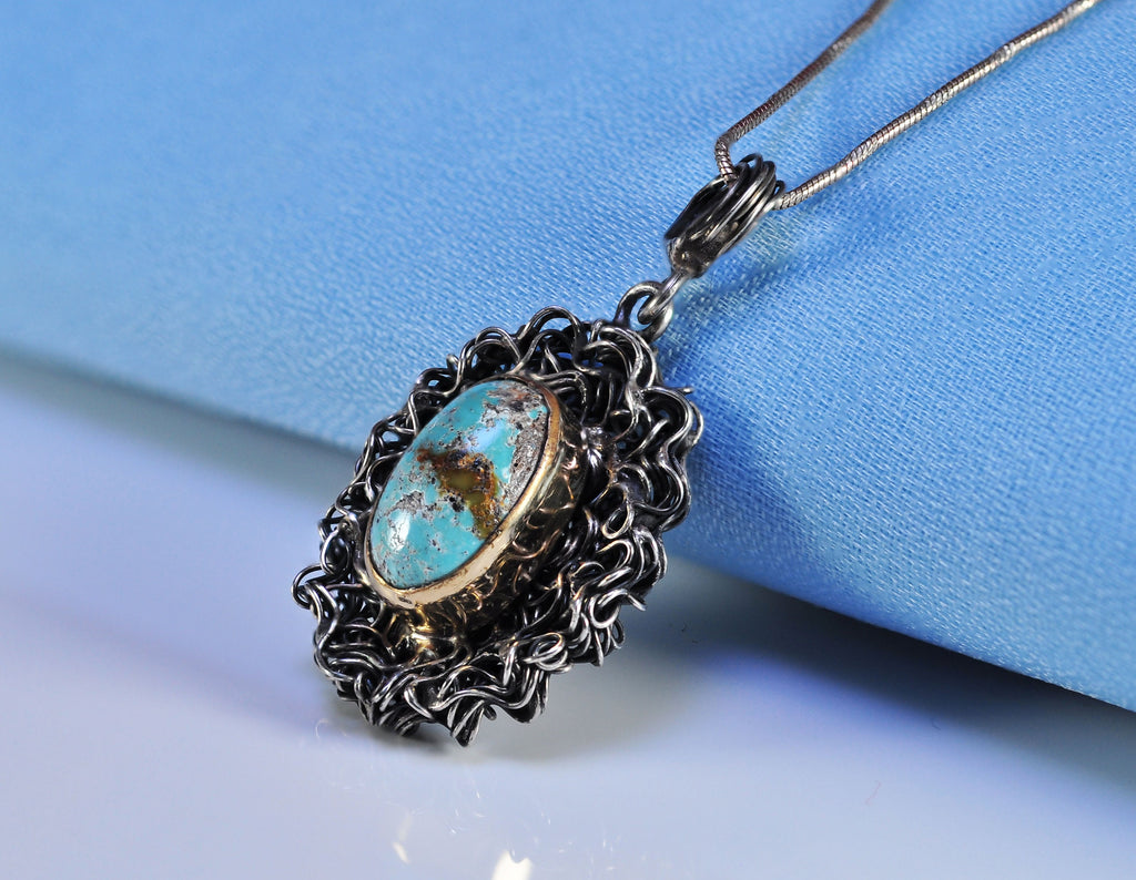 Handmade Genuine Turqouise Silver Necklace,Turqouise Jewelry,Turqouise Gemstone Pendant,Handcrafted Pendant Gift