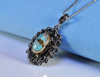 Handmade Genuine Turqouise Silver Necklace,Turqouise Jewelry,Turqouise Gemstone Pendant,Handcrafted Pendant Gift