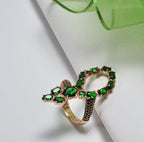 Handmade Emerald and Black Zircon Silver Ring, Emerald and Black Zircon Jewelry,Wedding Ring Gift, 925 Silver Emerald and Black Zircon Ring
