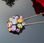 Handmade Rose Quartz Multistone Silver Necklace: Amethyst, Aquamarine, Citrine