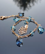 Handmade Genuine Aquamarine Rose Silver Bracelet, Handcrafted Aquamarine Bracelet Jewelry,Anniversary Gift for her