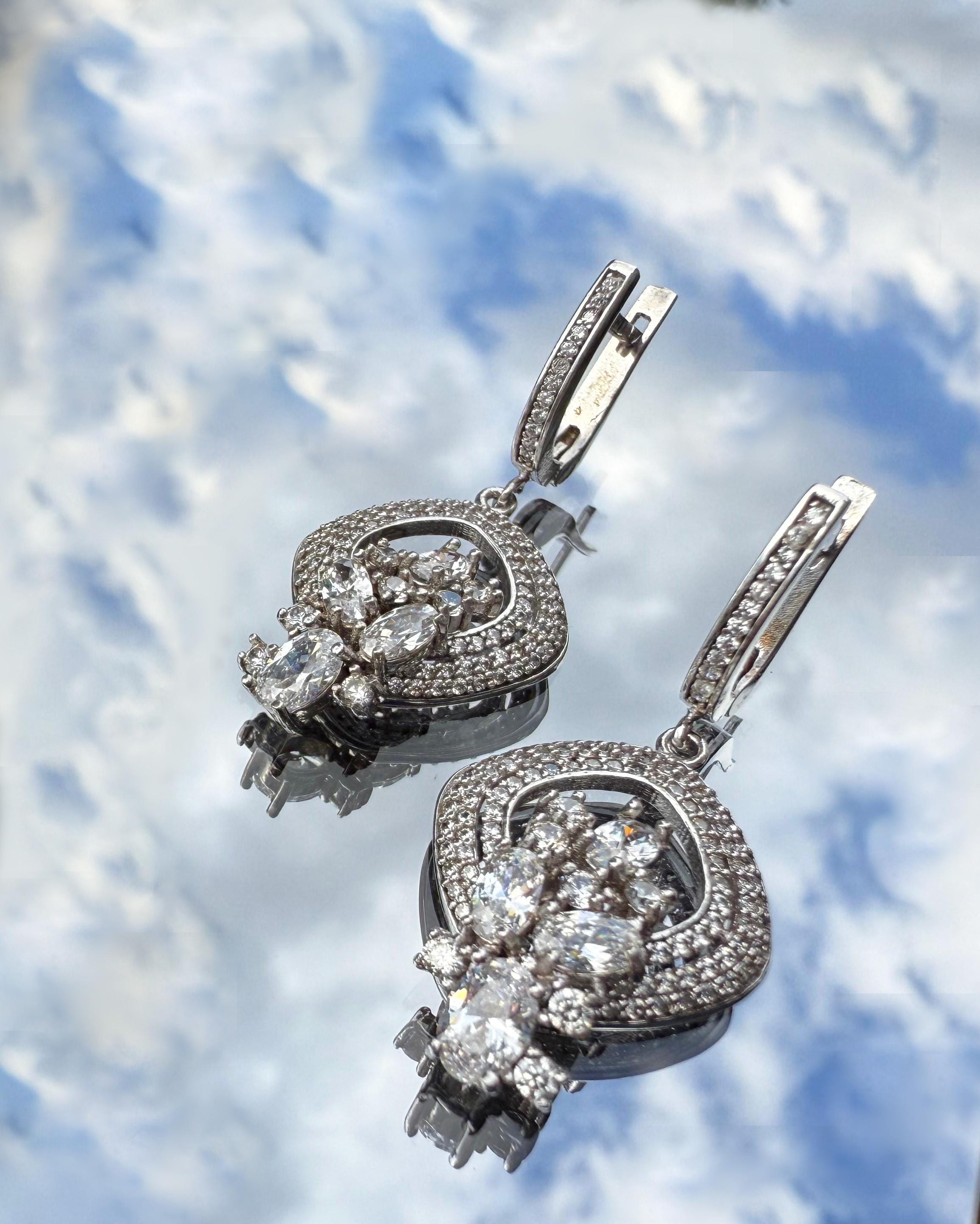 Handmade Sterling Silver Zircon Earrings: December Birthstone Jewelry