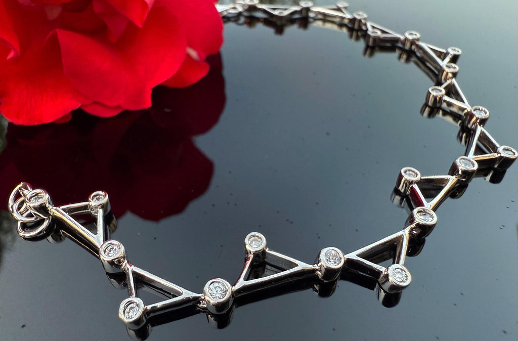 Handmade Zircon Gemstone Silver Bracelet: December Birthstone Jewelry