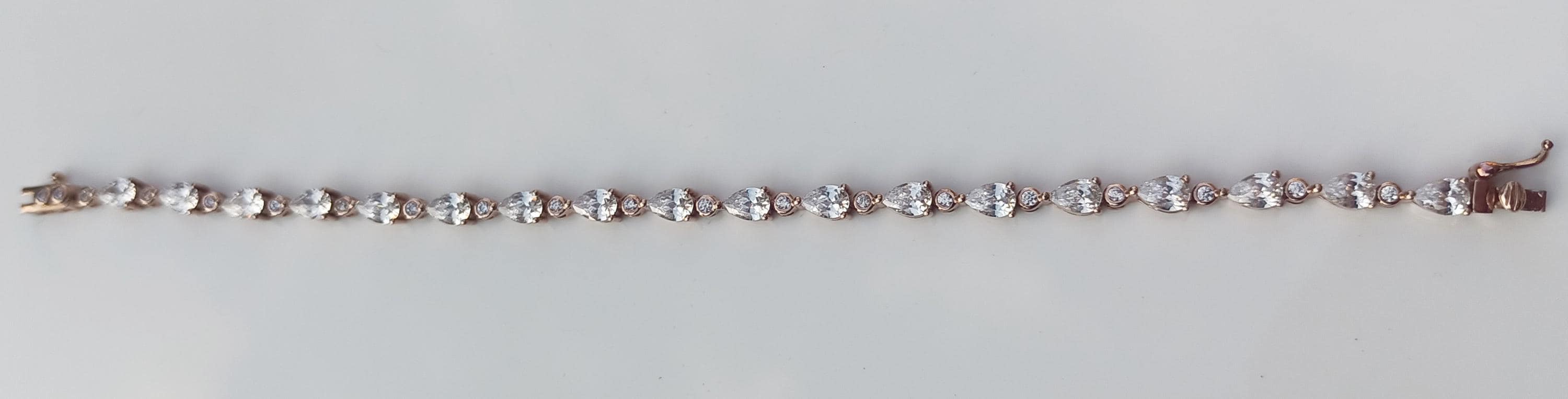 Handmade Genuine Zircon Gemstone Rose Silver Bracelet, Zircon Bracelet Jewelry,Handcrafted, Gift For Her, Wedding Gift