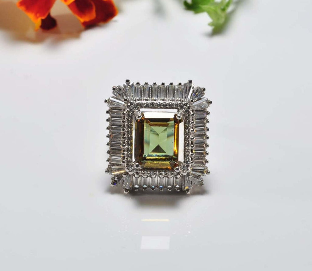 Handmade Sultanite and Baquette Zircon Silver Color Changing Ring, Wedding Ring Gift