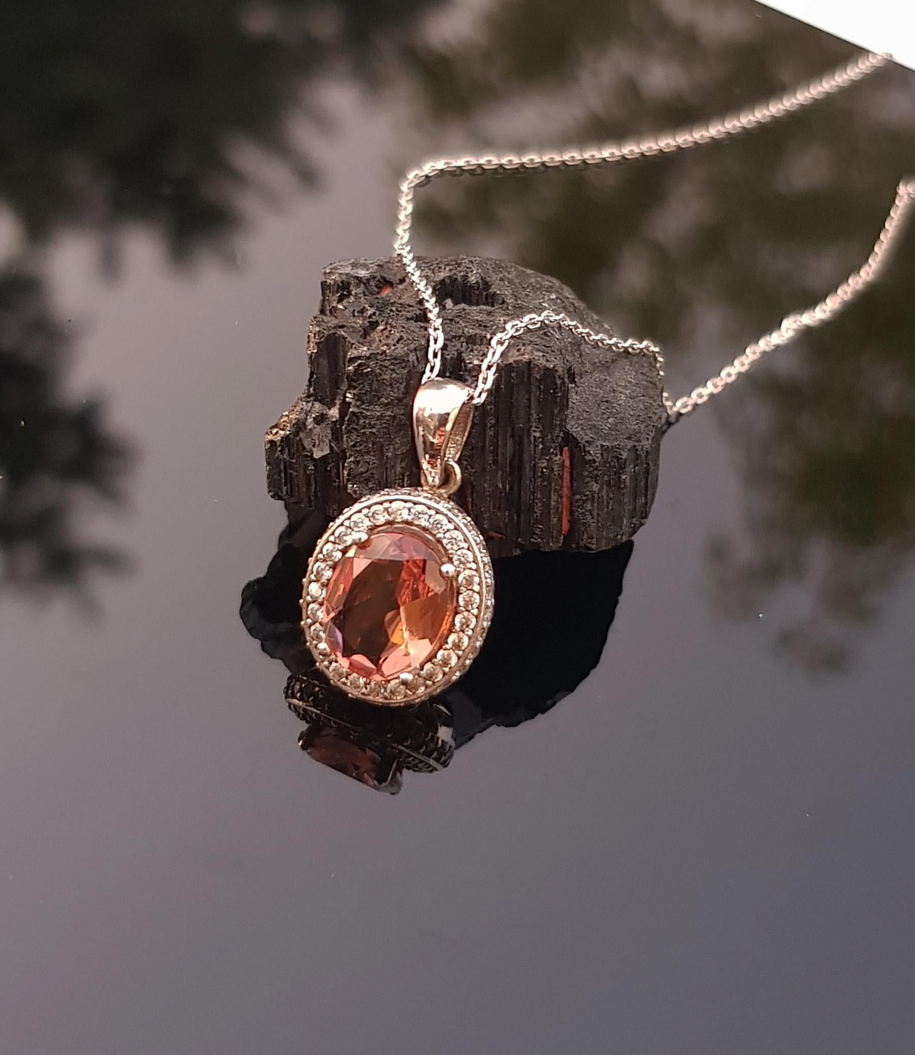 Handmade Sultanite & Zircon 925 Sterling Silver Necklace - Color Changing Gemstone