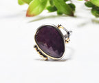 Handmade Ruby Silver Ring, Handcrafted Ruby Jewelry,Wedding Ring Gift, Dark Pink Ruby Ring,Gift for her