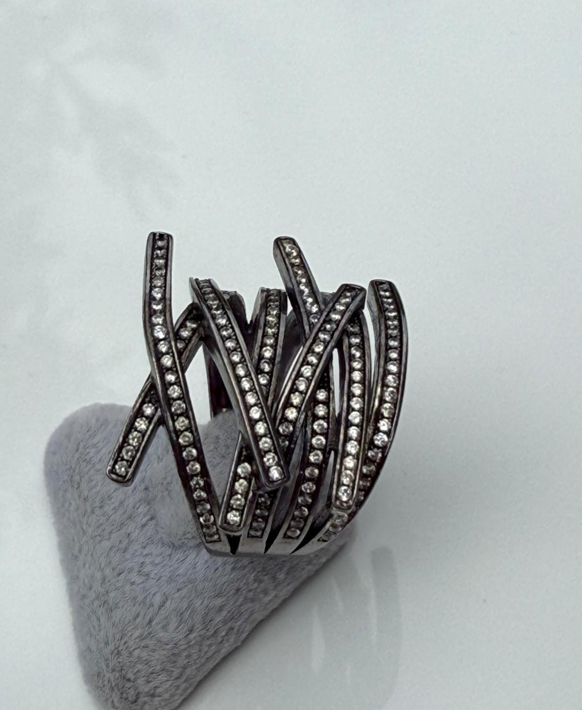 Handmade Zircon Black Silver Ring, Handcrafted Zircon Jewelry,Wedding Ring Gift, Black Silver Zircon Ring