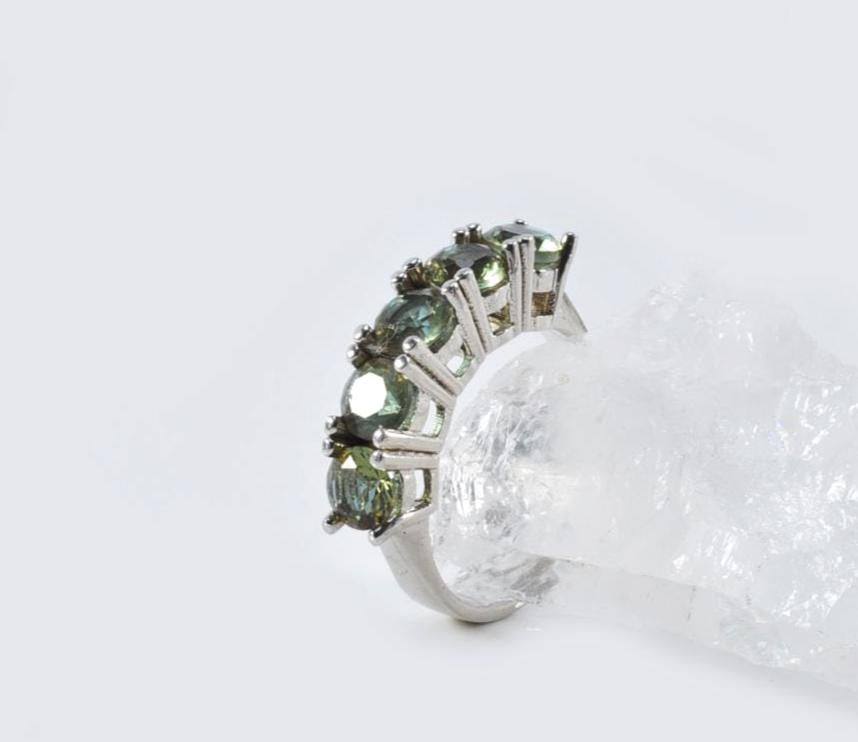 Handcrafted Seven Faceted Stones Zultanite Sterling Silver Ring, Color‑Shift Gemstone Jewelry