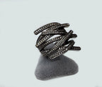 Handmade Zircon Black Silver Ring, Handcrafted Zircon Jewelry,Wedding Ring Gift, Black Silver Zircon Ring