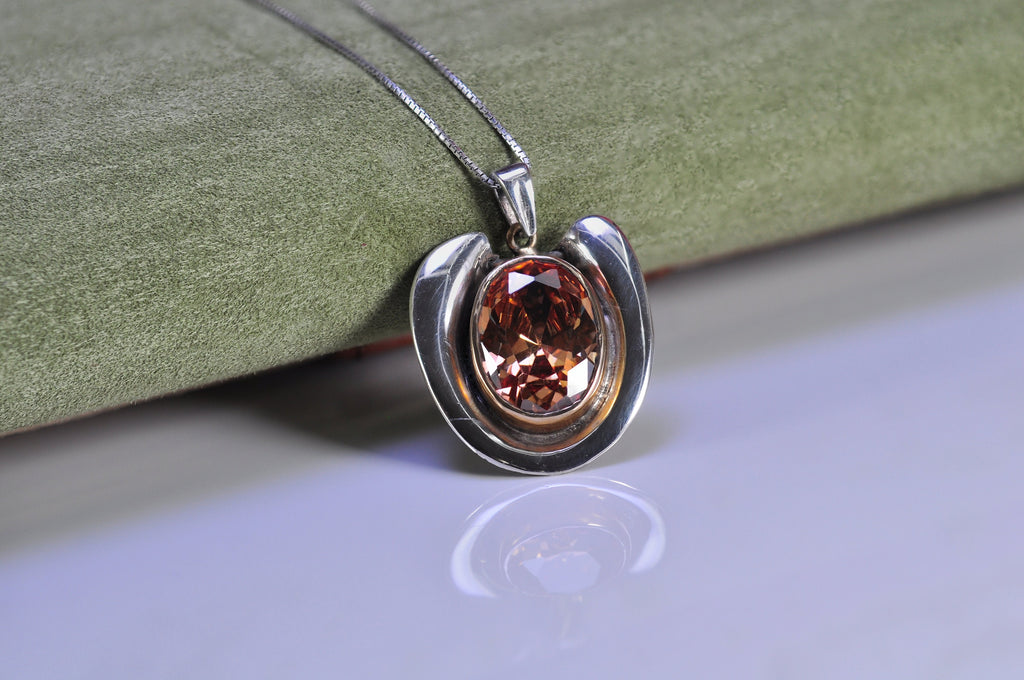 Handmade Genuine Citrine Silver Necklace, Handcrafted Citrine Gemstone Pendant,Gift for Her