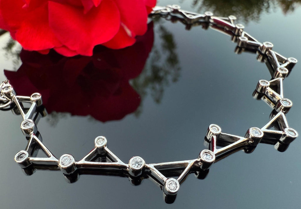 Handmade Zircon Gemstone Silver Bracelet: December Birthstone Jewelry