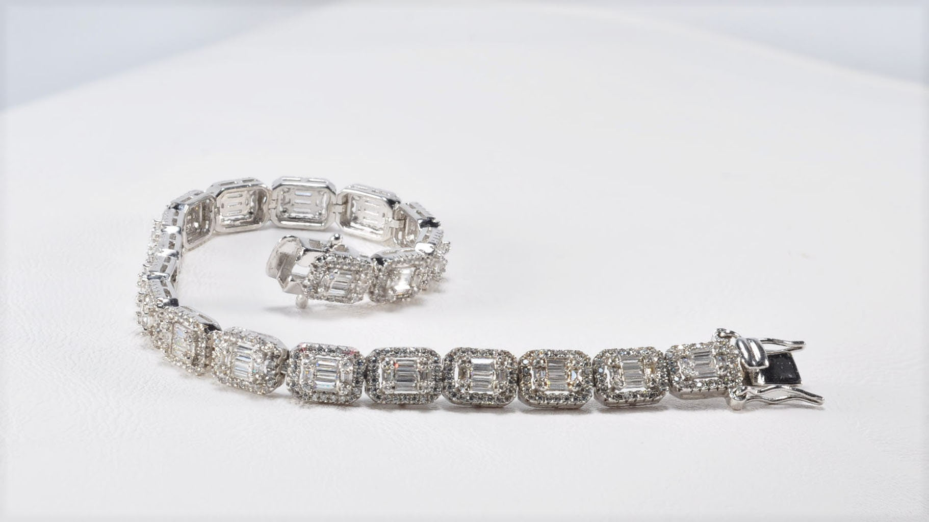 Handmade Genuine Baguette Zircon Gemstone Silver Bracelet, Zircon Bracelet Jewelry,Handcrafted, Gift For Her, Wedding Gift