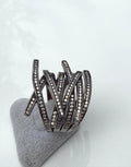Handmade Zircon Black Silver Ring, Handcrafted Zircon Jewelry,Wedding Ring Gift, Black Silver Zircon Ring