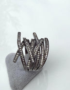 Handmade Zircon Black Silver Ring, Handcrafted Zircon Jewelry,Wedding Ring Gift, Black Silver Zircon Ring