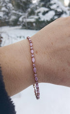 Handmade Genuine Pink Najaf Gemstone Rose Silver Bracelet, Pink Najaf Bracelet Jewelry,Handcrafted, Gift For Her, Wedding Gift