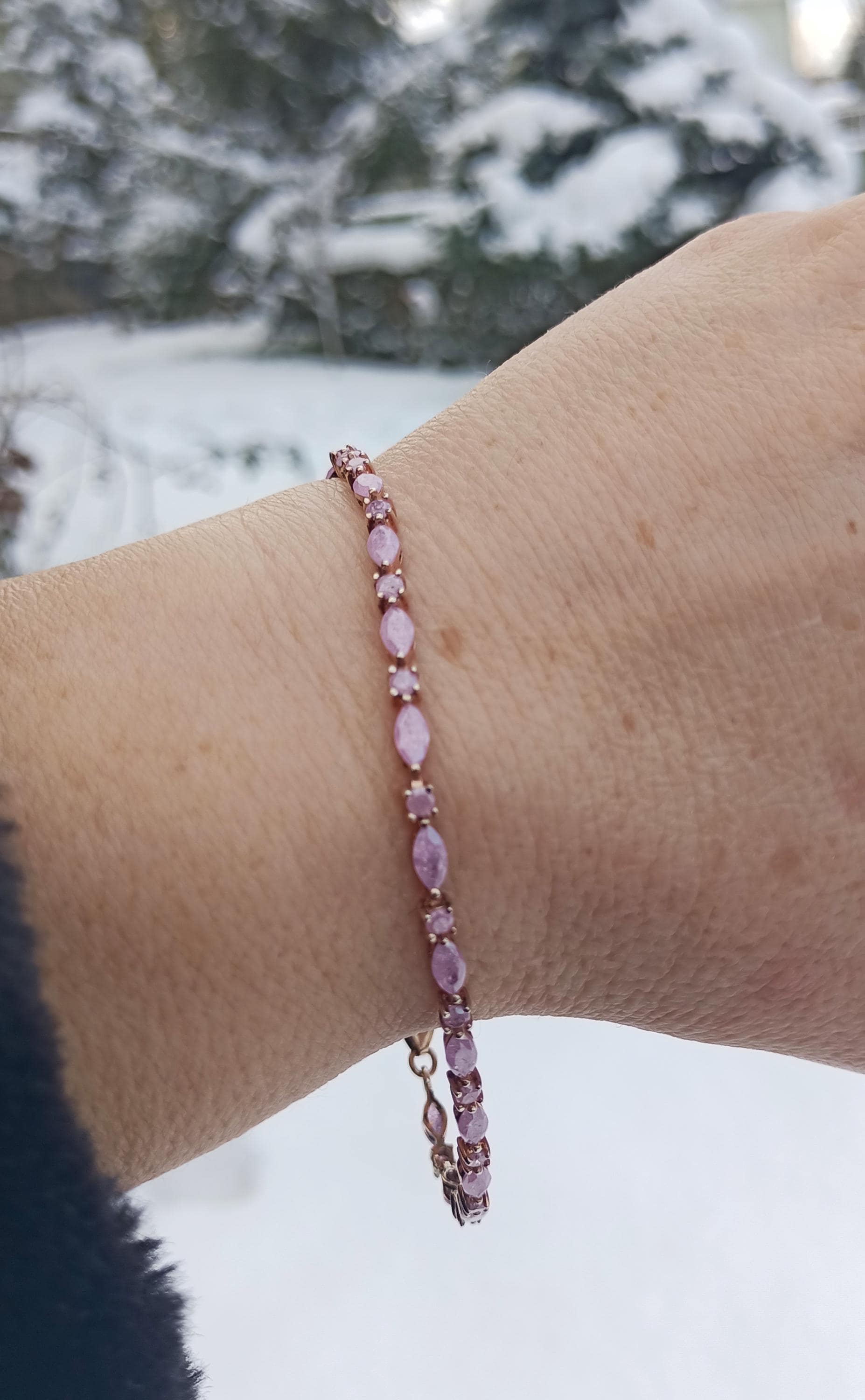 Handmade Genuine Pink Najaf Gemstone Rose Silver Bracelet, Pink Najaf Bracelet Jewelry,Handcrafted, Gift For Her, Wedding Gift