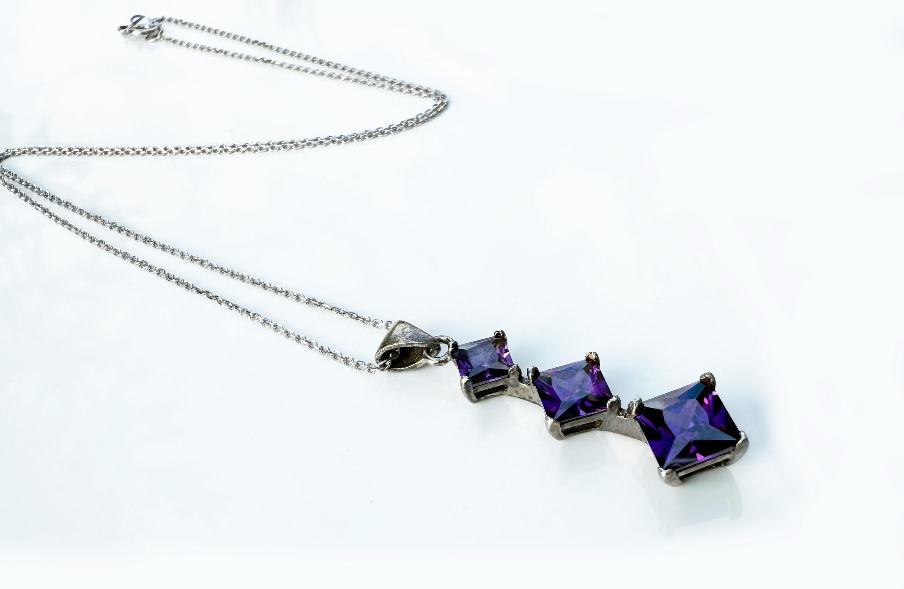 Handmade Amethyst 925 Sterling Silver Necklace: Gemstone Jewelry