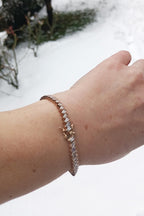 Handmade Genuine Zircon Gemstone Rose Silver Bracelet, Zircon Bracelet Jewelry,Handcrafted, Gift For Her, Wedding Gift