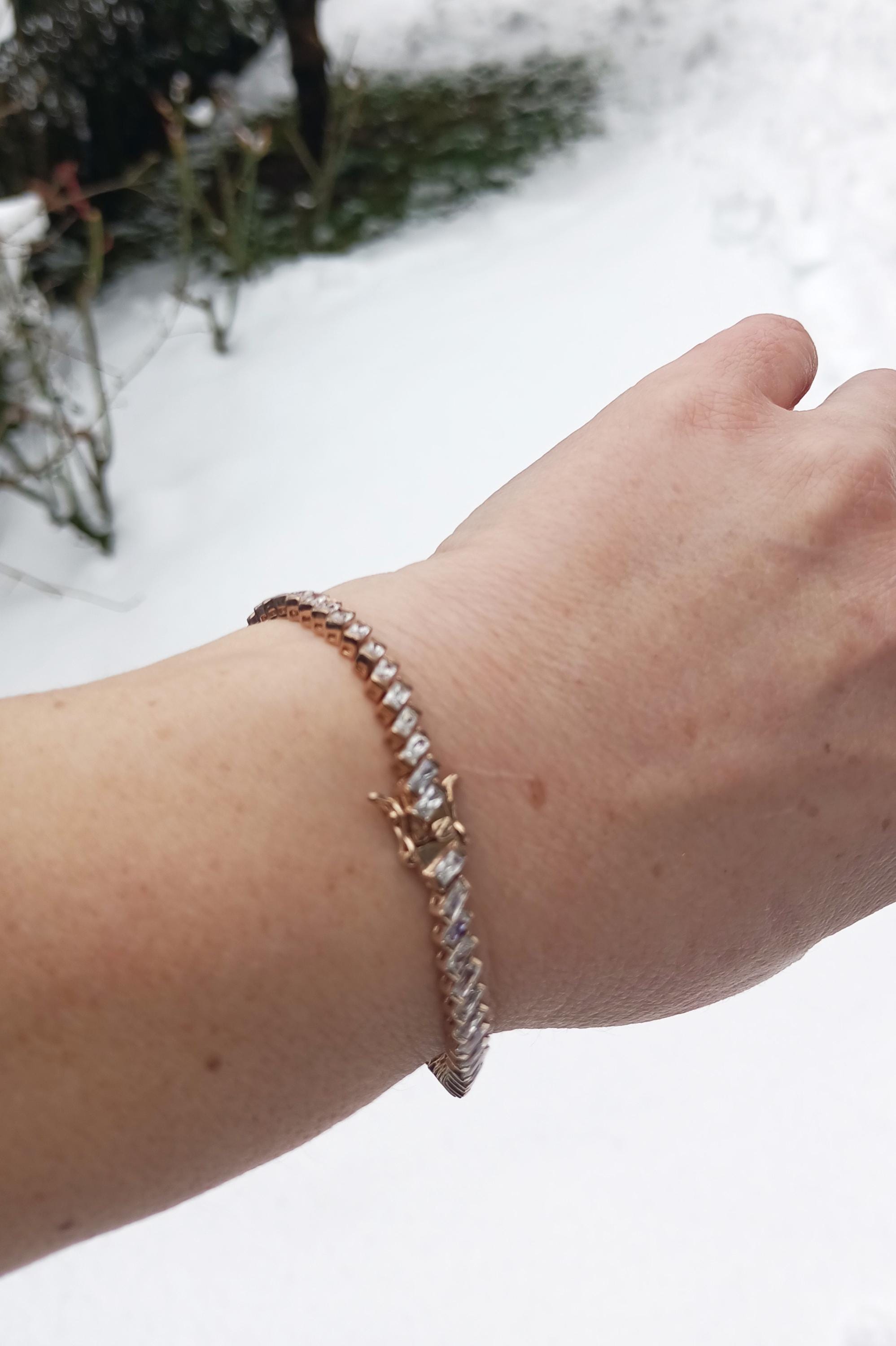 Handmade Genuine Zircon Gemstone Rose Silver Bracelet, Zircon Bracelet Jewelry,Handcrafted, Gift For Her, Wedding Gift