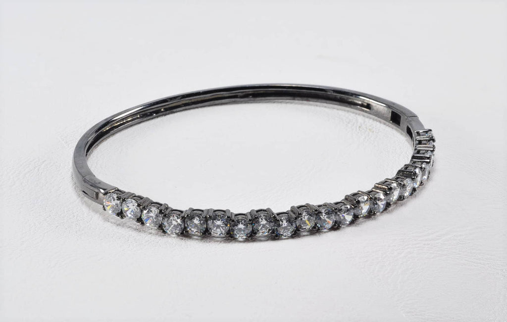 Handmade Genuine Zircon Gemstone Black Silver Bracelet,Zircon Bracelet Jewelry,Handcrafted Black Silver Zircon Bracelet Gift for Her