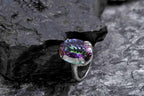 Handmade Genuine Mystic Topaz Silver Ring,Mystic Topaz Jewelry,Mystic Topaz Gemstone Ring,Crystal Cut Ring,Handcrafted,Artist Design