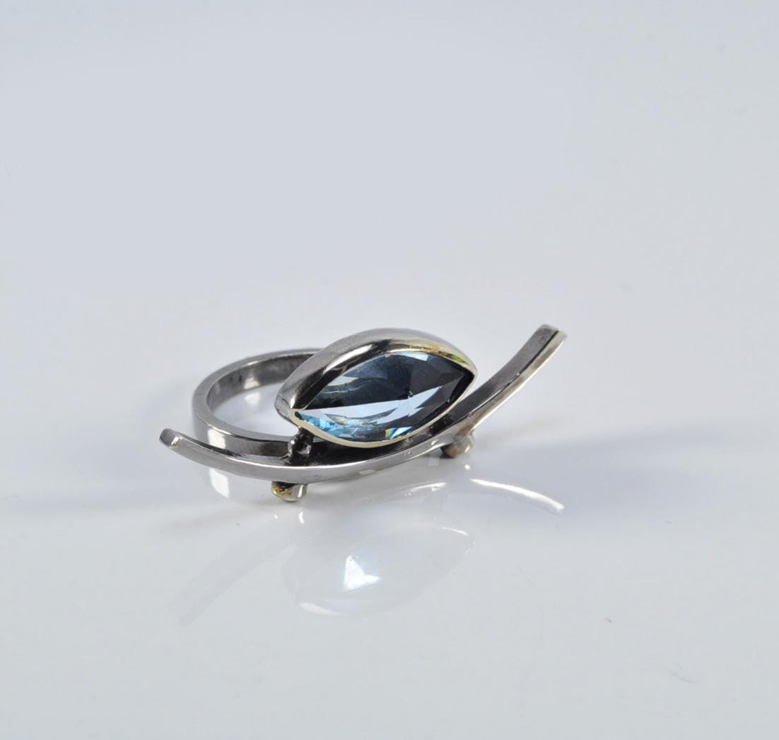 Handmade Aquamarine Ring: 925 Sterling Silver Jewelry Gift
