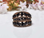 Handmade Onyx and Zircon Silver Ring, Handcrafted Onyx and Zircon Jewelry,Wedding Ring Gift, 925 Silver Onyx and Zircon Ring,Gift for her