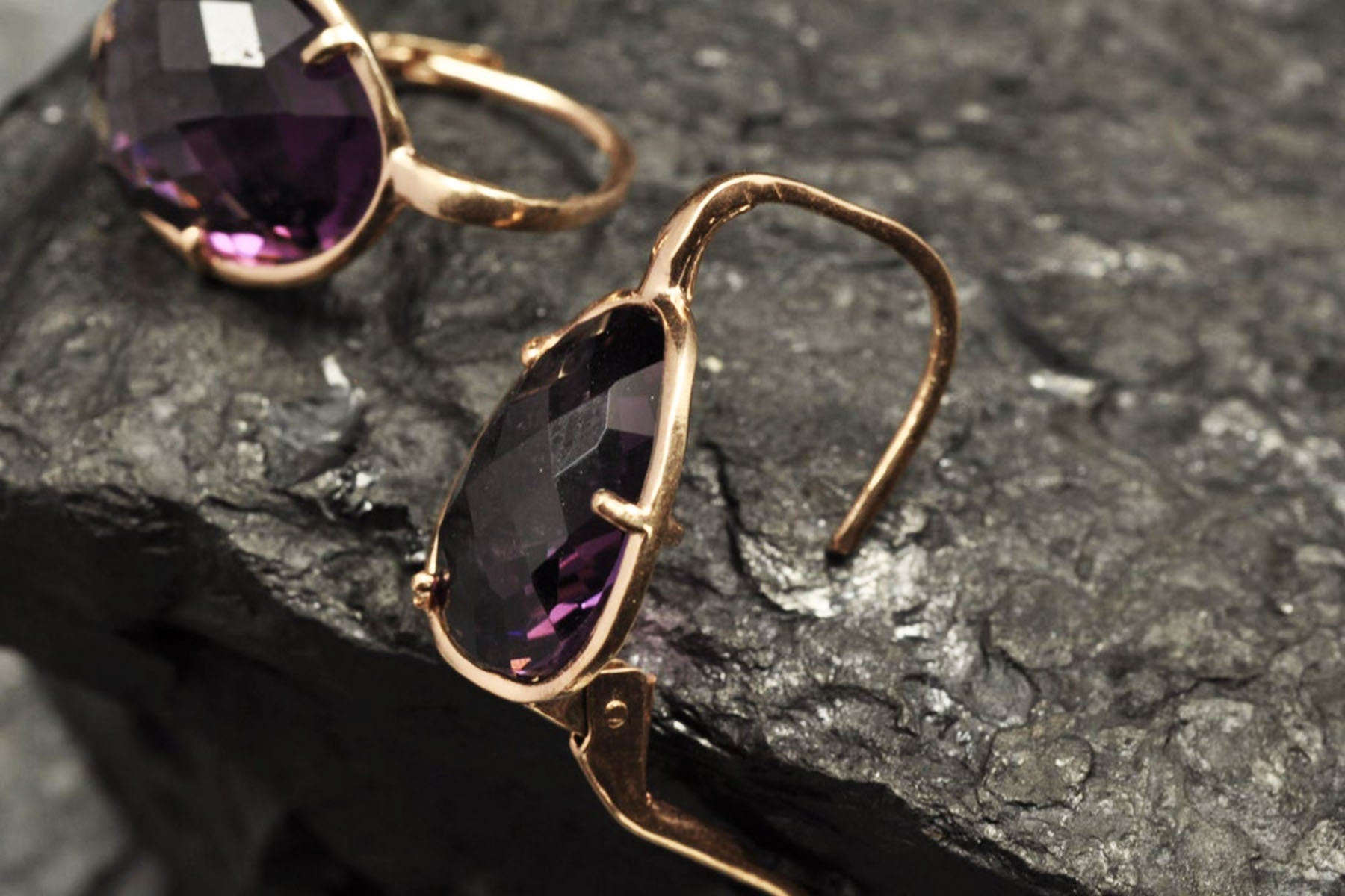 Handcrafted Amethyst Silver Earring, Handmade Amethyst Jewelry, 925 Sterling Silver and Genuine Gemstone Earring