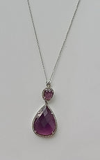 Amethyst & Zircon 925 Sterling Silver Necklace - Handmade