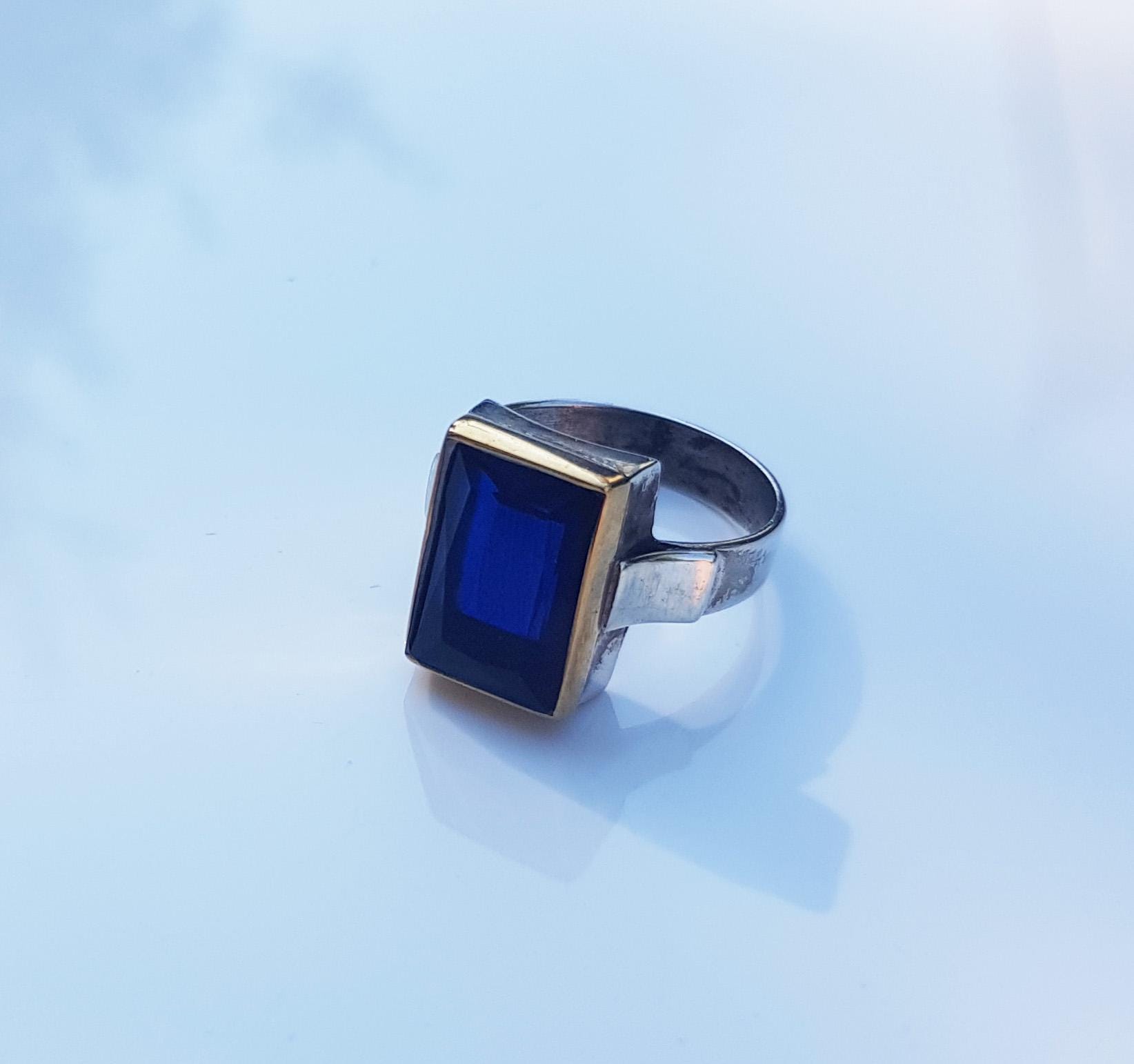 Handmade Sapphire Ring: 925 Sterling Silver Wedding Band