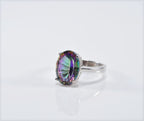 Handmade Mystic Topaz Silver Ring, Handcrafted Mystic Topaz Jewelry,Wedding Ring Gift, 925 Sterling Silver Mystic Topaz Ring,Gift for her