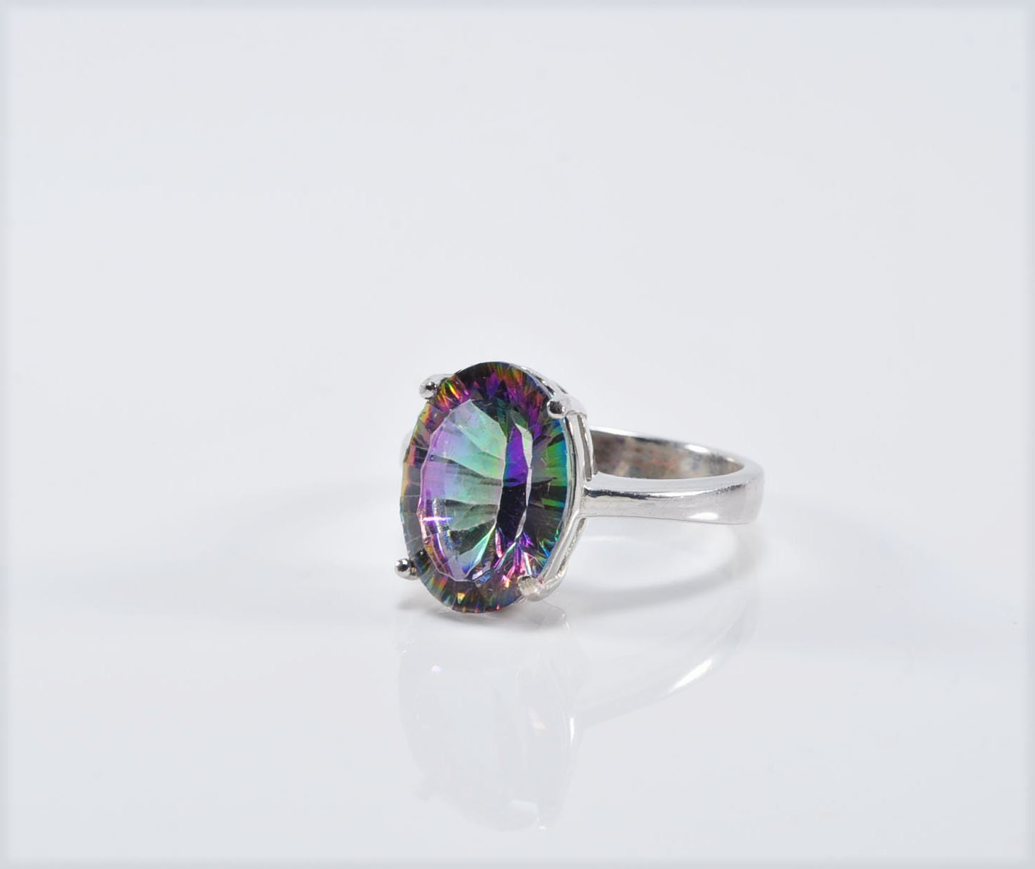 Handmade Mystic Topaz Silver Ring, Handcrafted Mystic Topaz Jewelry,Wedding Ring Gift, 925 Sterling Silver Mystic Topaz Ring,Gift for her
