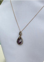 Handmade Amethyst & Zircon Silver Necklace: Rose Silver Jewelry Gift