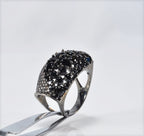 Handmade Zircon and Onyx Silver Ring, Handcrafted Zircon and Onyx Jewelry,Wedding Ring Gift, Black Silver Zircon and Onyx Ring,Gift for her