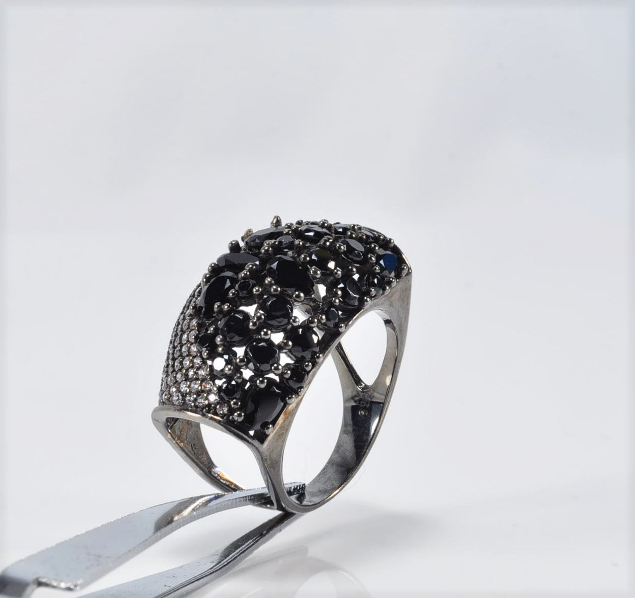 Handmade Zircon and Onyx Silver Ring, Handcrafted Zircon and Onyx Jewelry,Wedding Ring Gift, Black Silver Zircon and Onyx Ring,Gift for her
